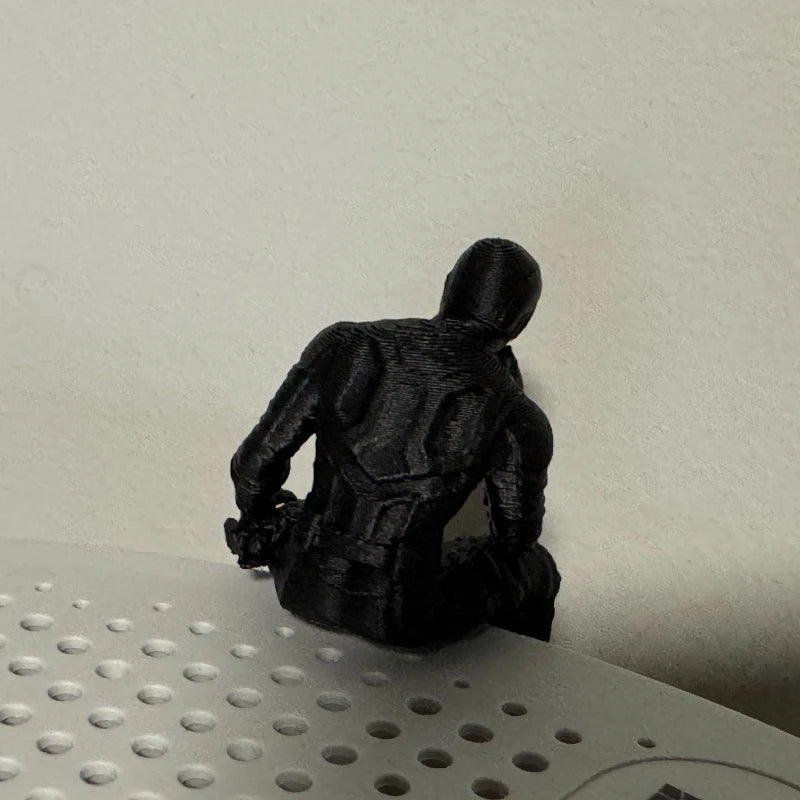 Black Tactical Masked Figurine 3D Printed Seated Contemplative Pose Honme Desk Ornament for Home Office Gaming Setup Decor Gifts Oasis Select