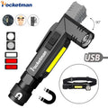 Super Bright LED Flashlight Rechargeable 5 Modes Work Light 90 Degree Twist Rotary Clip Tactical Flashlights Waterproof Torch Oasis Select Default Title