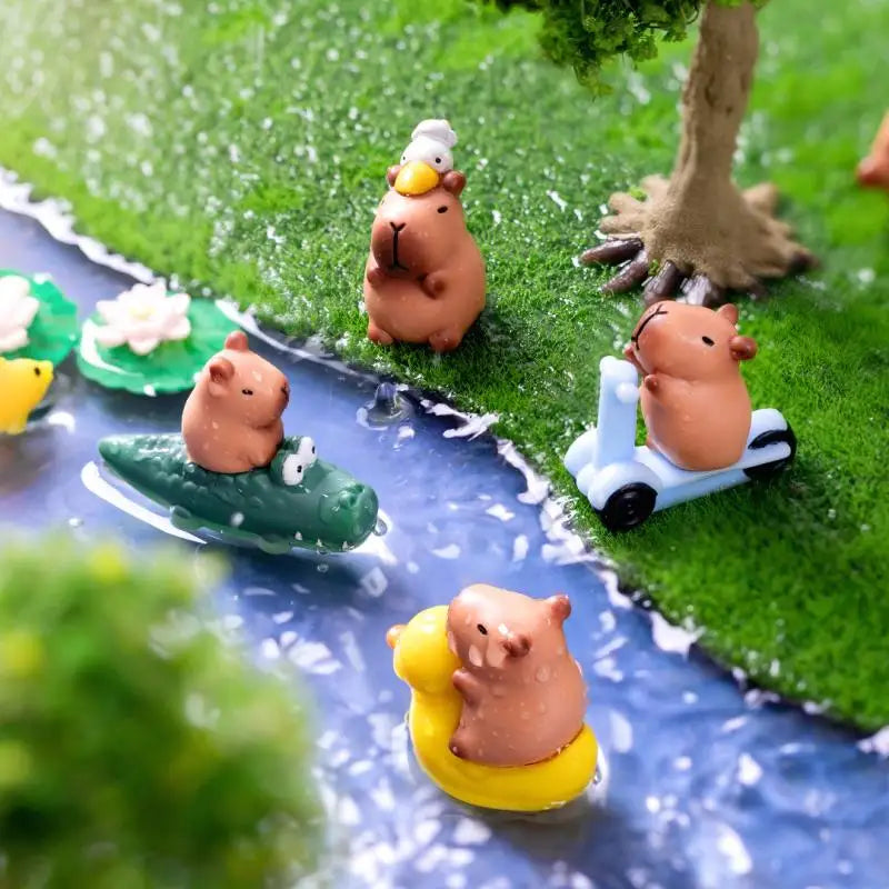 Charming Mini Capybara Resin Figurines (2Pcs), Animal Ornaments for DIY Fairy Garden, Moss Landscape Decor Oasis Select