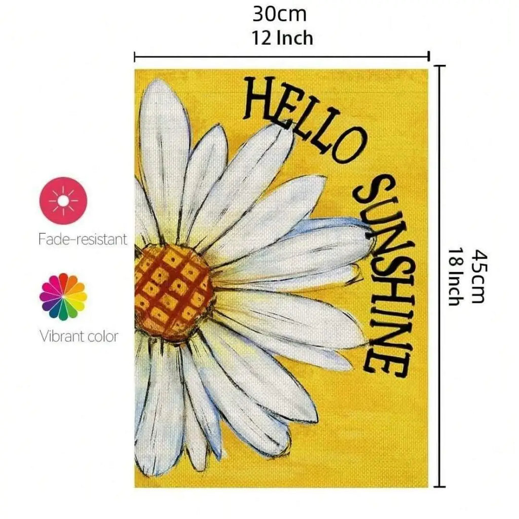 1pc Hello Sunshine Summer Garden Flag ， Small Garden Flags for Outside，Yard Decoration，Holiday Garden Flags for All Seasons Oasis Select