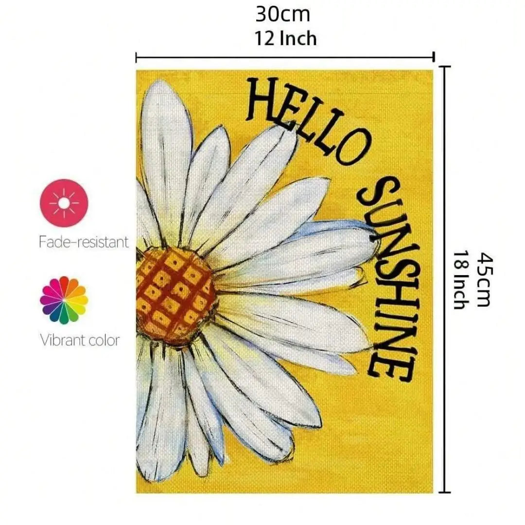 1pc Hello Sunshine Summer Garden Flag ， Small Garden Flags for Outside，Yard Decoration，Holiday Garden Flags for All Seasons Oasis Select