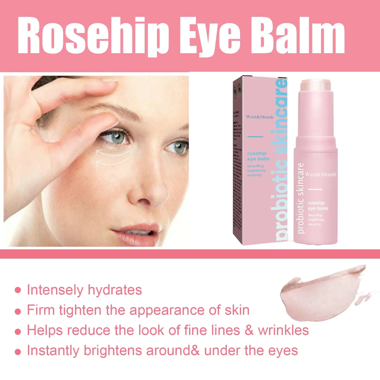 Rosehip Eye Cream Lifting Moisturizing Balm Stick Remove Dark Circles Eye Bags Puffiness Hyaluronic Acid Anti Wrinkle Eye Cream Oasis Select
