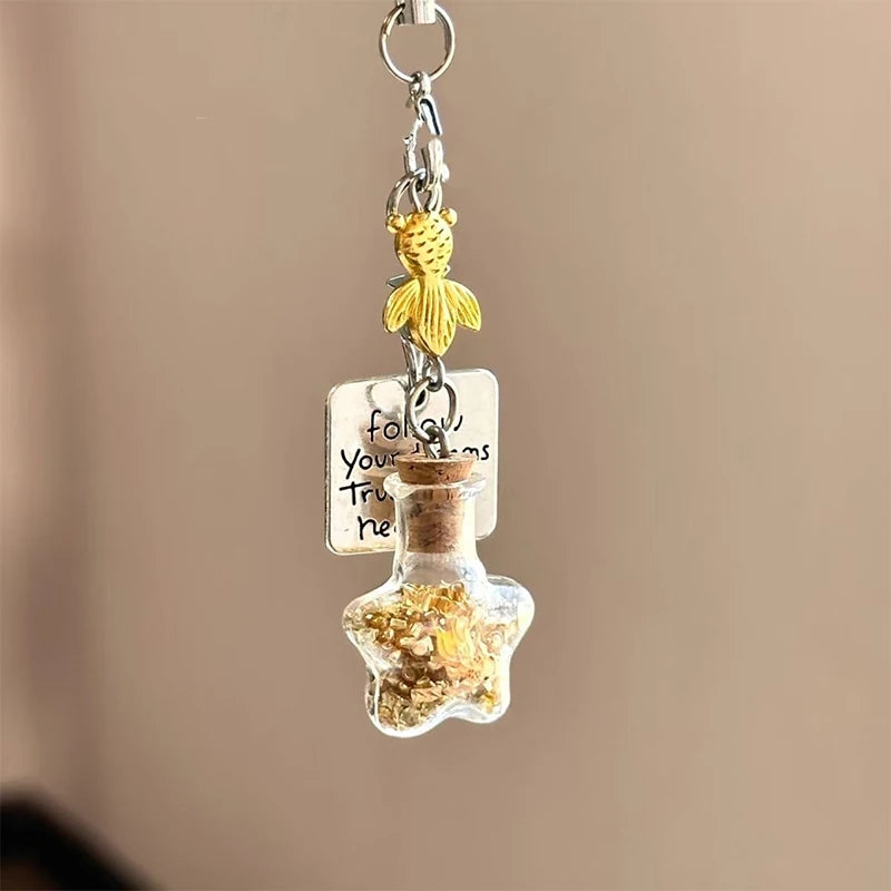 Transparent Keychain Cute Wind Chime Pendant Keyring Mobile Phone Lanyard Kawaii Bag Decorative Accessories Home Decorations Oasis Select A5