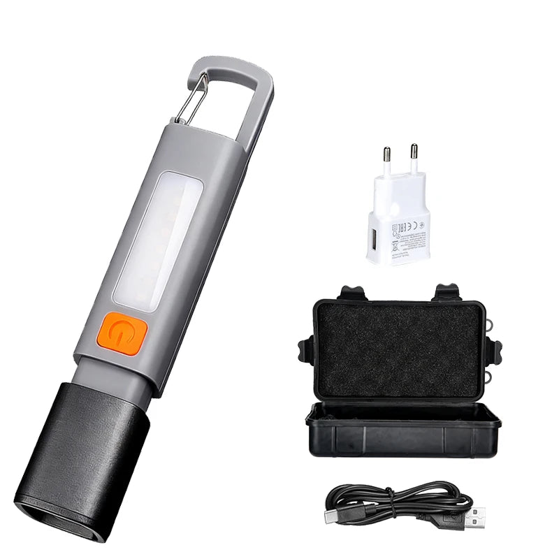 Zoomable XPE COB LED Flashlight | IPX7 Waterproof Rechargeable