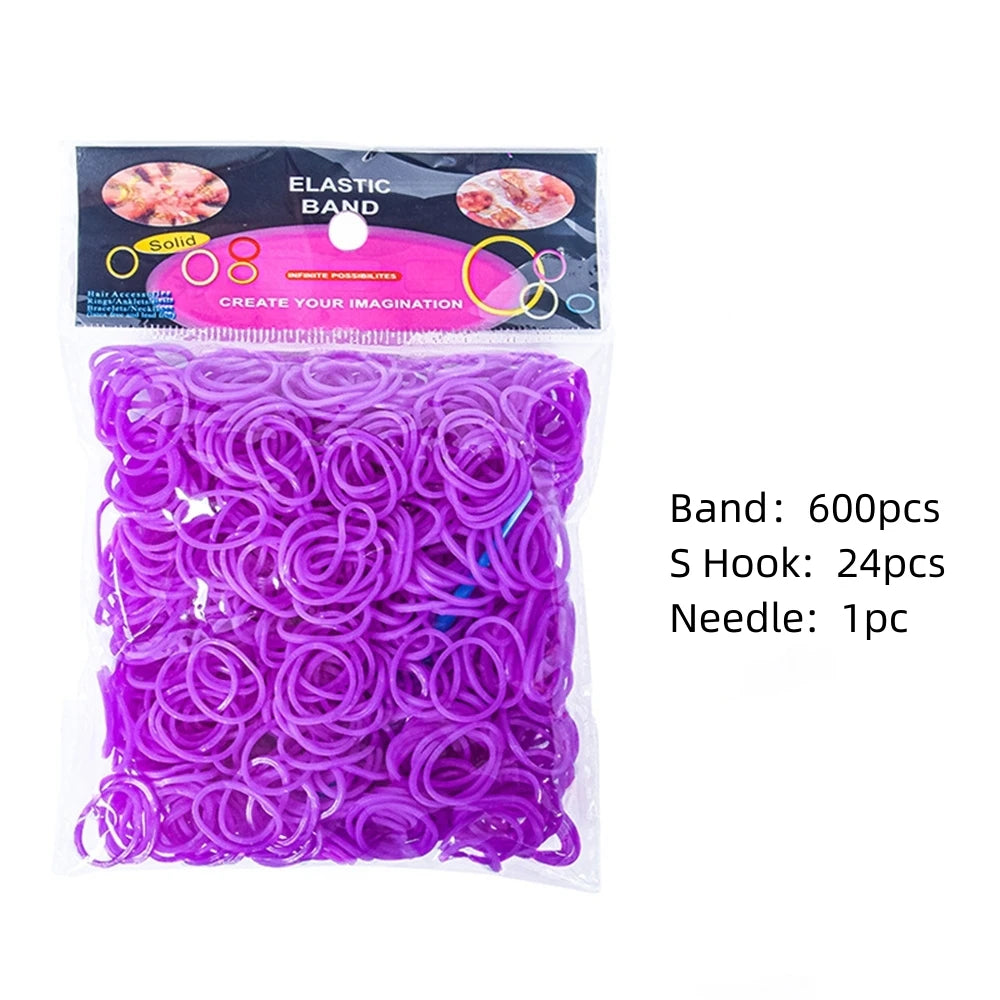 600pcs Loom Rubber Bands Kit Bracelet Making Kit for Kids Elastic Weaving Lacing DIY Crafting Gift Girl Oasis Select Fluorescent Purple