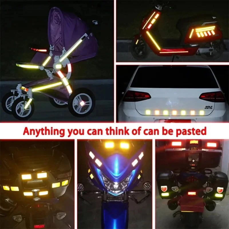 1/2/3pcs Car Reflective Tape Decor Decals Car Warning Safety Reflectante Tape Film Car Reflector Sticker Car Access Exterior 1M Oasis Select