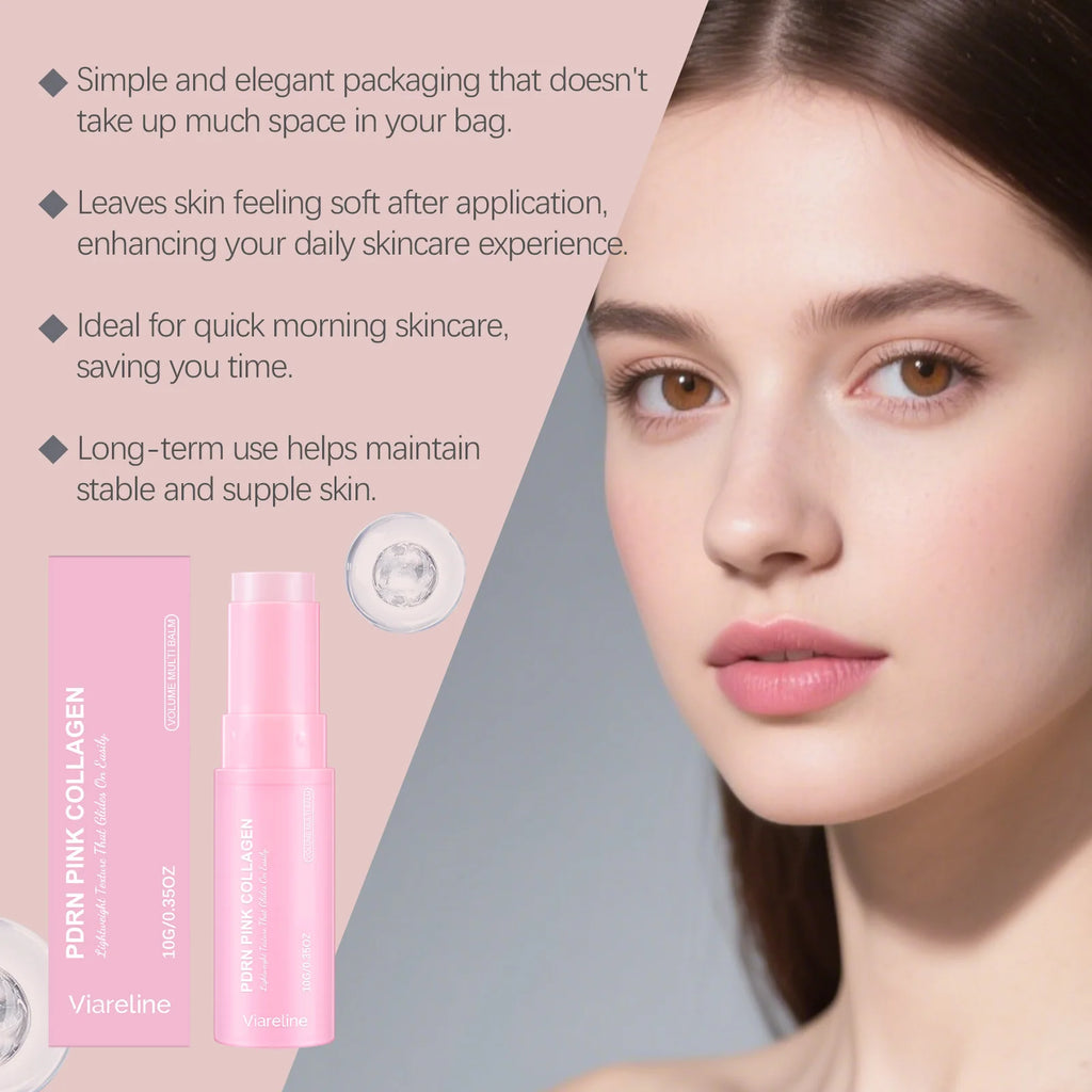 Pink lightweight moisturizing stick, nourishes and hydrates to care for dry facial and neck skin, texture is delicate, smooth, a Oasis Select