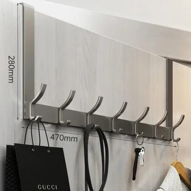 Hooks Over The Door Home Organizer Rack Clothes Coat Hat Towel Hanger Bathroom Accessories Holder Door Hang Quick Installation Oasis Select Gray 7 hooks