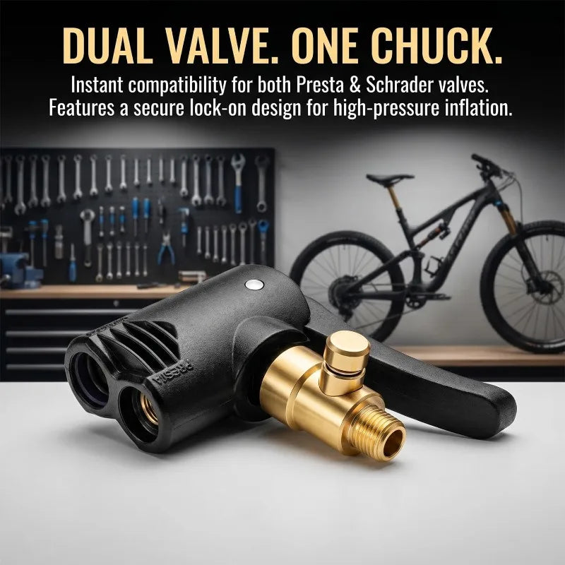 Metal Air Chuck Durable Universal 2-in-1 Bicycle Pump Nozzle Adapter Valve Connector for Car Motorcycle Bike Tire Inflator Tool Oasis Select