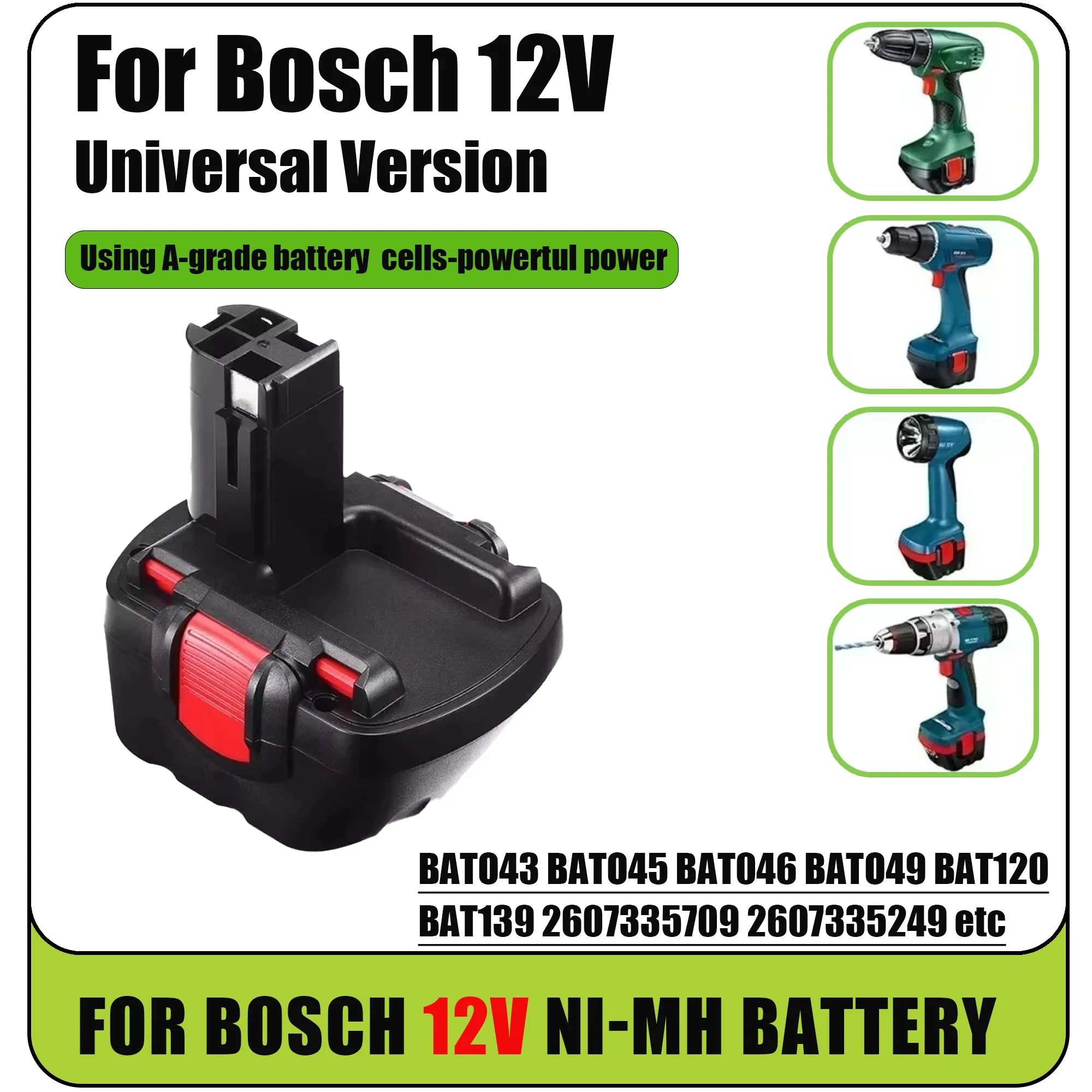 ⚡For BOSCH 12V NiMH Battery Power⚡ Tool Battery for BAT043 BAT045 BAT120 GSR 12 VE-2 2607335709 2607335557 Oasis Select