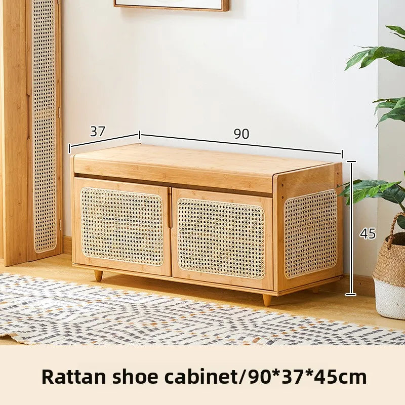 Shoe changing stool can be sat at the door of the home, shoe stool rattan entry entrance shoe cabinet Oasis Select rattan