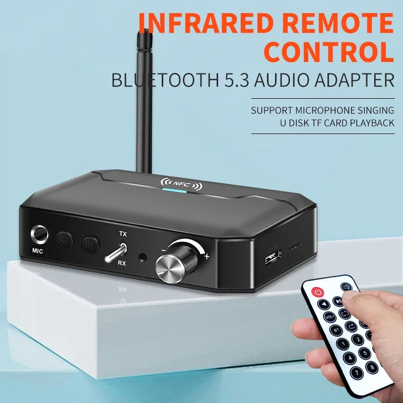 NFC Bluetooth 5.3 Audio Transmitter Receiver 3.5mm AUX/RCA/USB/TF/Coaxial/6.5MM Microphone Karaoke Wireless Adapter HiFi Stereo Oasis Select