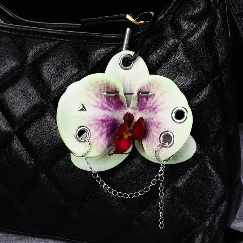 Exquisite Simulation Phalaenopsis Keychain Backpack Decoration Gifts Creative Hand-punched Puncture Simulation Flower Keyring Oasis Select