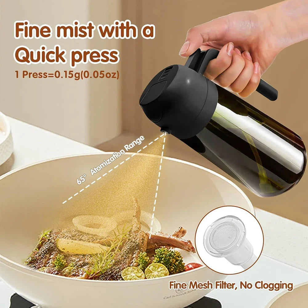 470ML/16oz Light-Blocking Dark Oil Sprayer for Cooking 2 in 1 Olive Oil Dispenser Bottle for Kitchen Dark Green Glass Oil Bottle Oasis Select