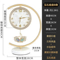 Living Room Clock European-style Home Creative Counter Brass Decorated Clock Light Luxury Metal Quartz Table Clock Oasis Select B Jade base