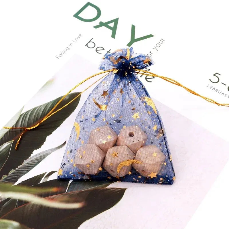 50pcs Star Moon Organza Drawstring Gift Bags – Jewelry Pouches Organza Gift Pouches Oasis Select