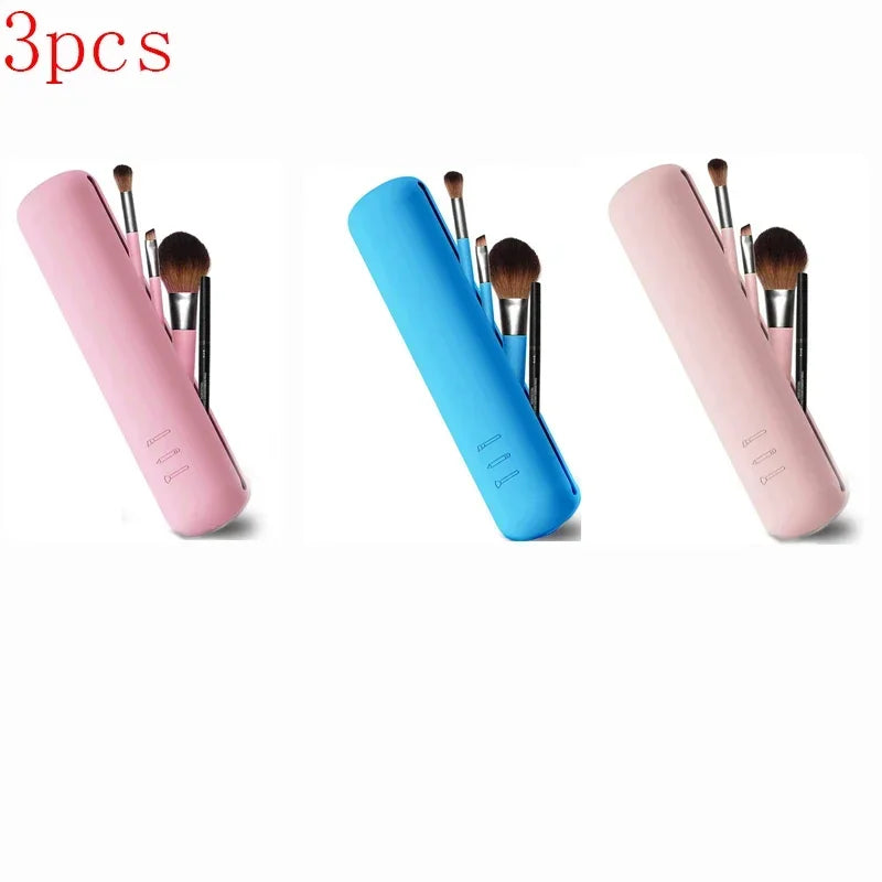 5/3/1Pcs Silicone Makeup Brush Storage Bag Waterproof Makeup Brush Travel Holder Magnetic Portable Cosmetic Bag Multipurpose Oasis Select 3pcs mix 4