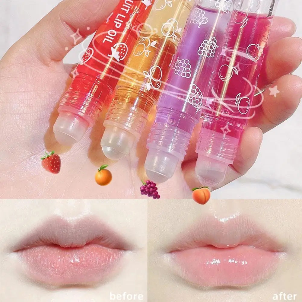 Roll-On Fruit Essence Lip Gloss – Moisturizing Lip Oil Balm Lip Gloss Oil Oasis Select