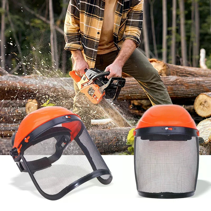 Safety Helmet Hat With Full Face Mesh Protective Mask For Garden Grass Trimmer Logging Brush Cutter Forestry Protection Oasis Select