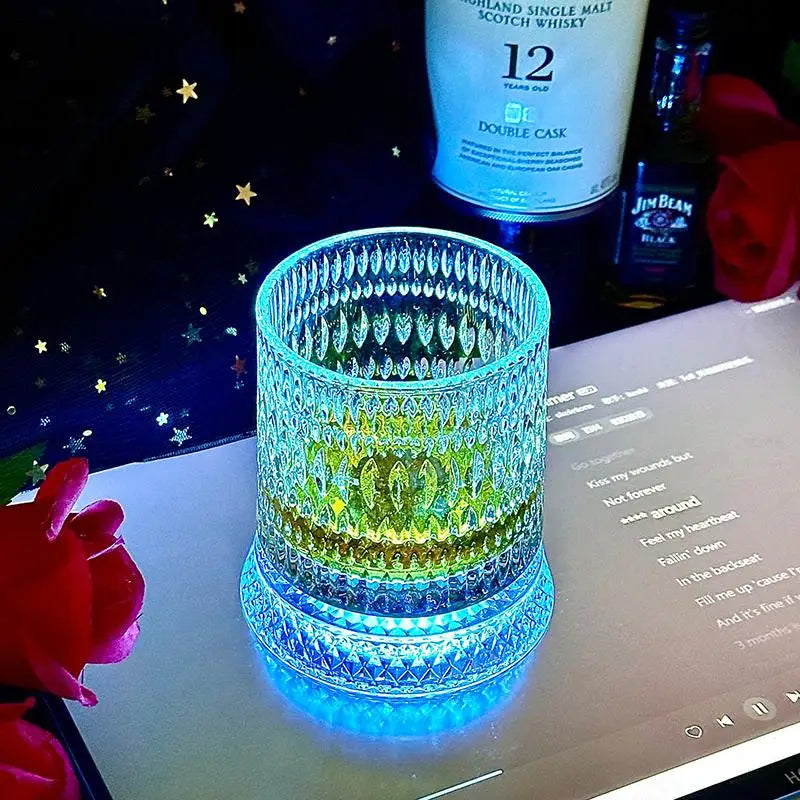 Vintage Glass 360 ° Rotating Glass Cup With Base Creative Glowing Rotation Glass Light Luxury Glass Brandy Wine Cup Glassware Oasis Select