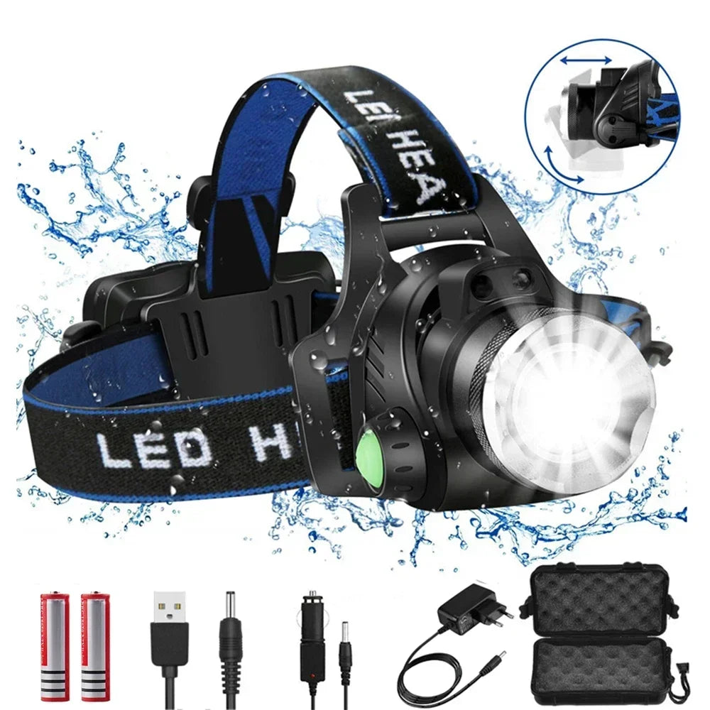 POCKETMAN 30000LM LED Headlamp – Zoomable, Waterproof, 3 Modes