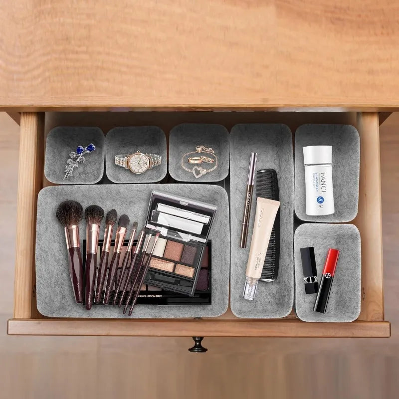 8-Piece Felt Drawer Organizer Set | Desktop & Home Storage