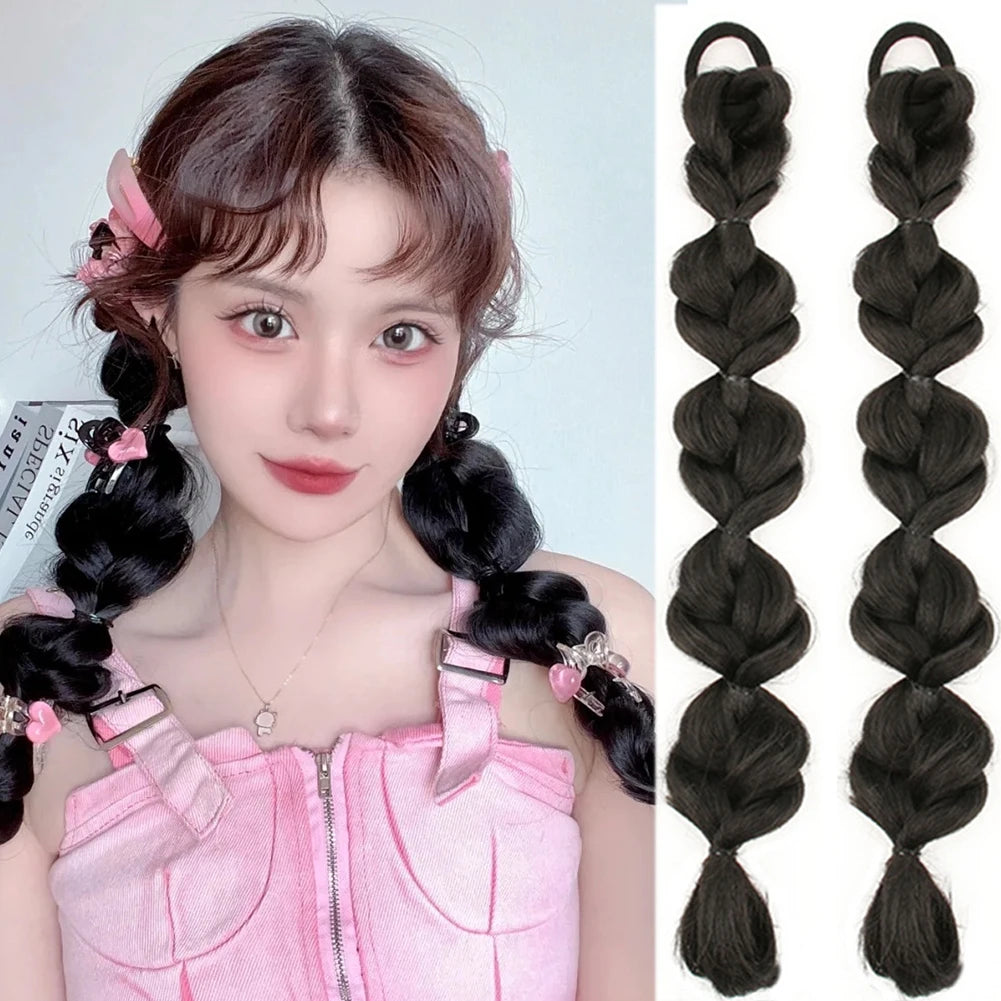 Synthetic Bubble Braid Ponytail Wig – Clip-In Hair Extension