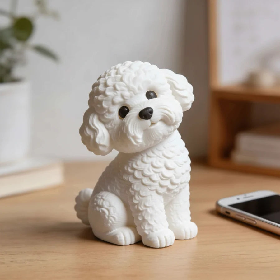 Cute Teddy Dogs Figurine Curly Hair Bichon Frise Plastic Statue Dog Ornament Can Be DIY for Home Office Desk Decor Figurine Gift Oasis Select