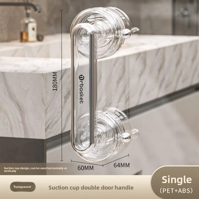 Convenient Waterproof Anti-slip Suction Cup Sliding Door Handle Removable Bathroom and Wardrobe Door Grab Bar Oasis Select Transparent