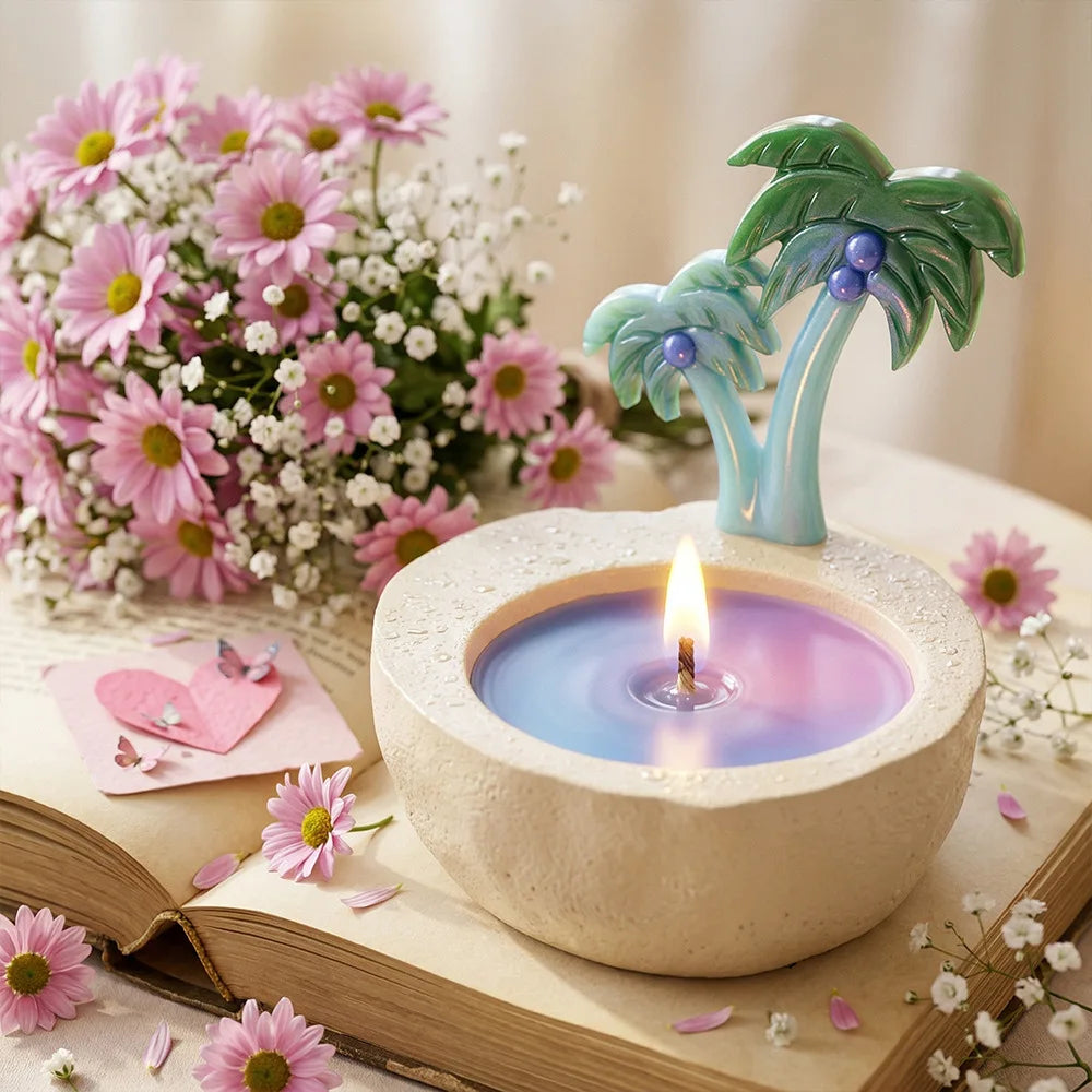 Palm Tree Coconut Bowl Silicone Mold | DIY Resin Cement Candle