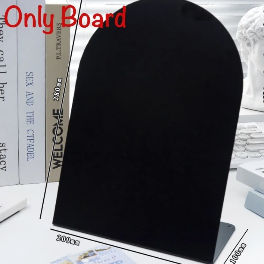 Metal Desktop Message Board Standing Plates Ornament Large Capacity Message Board Storage Board Decorative Oasis Select Black