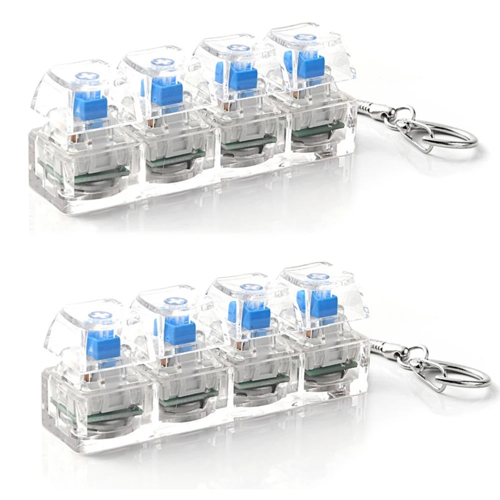 1/2pcs 4-Button Mechanical Keyboard Toy RGB Keyboard Fidget Toy With Lights For Adult To Relief Stress Decompression Calming Oasis Select 2pcs white
