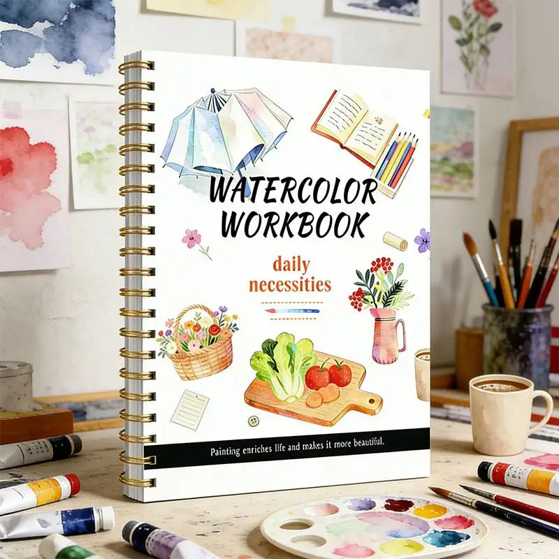 Spiral Bound Watercolor Flower Workbook Thick Paper Easy Guides For Beginners Daily Art Practice Oasis Select