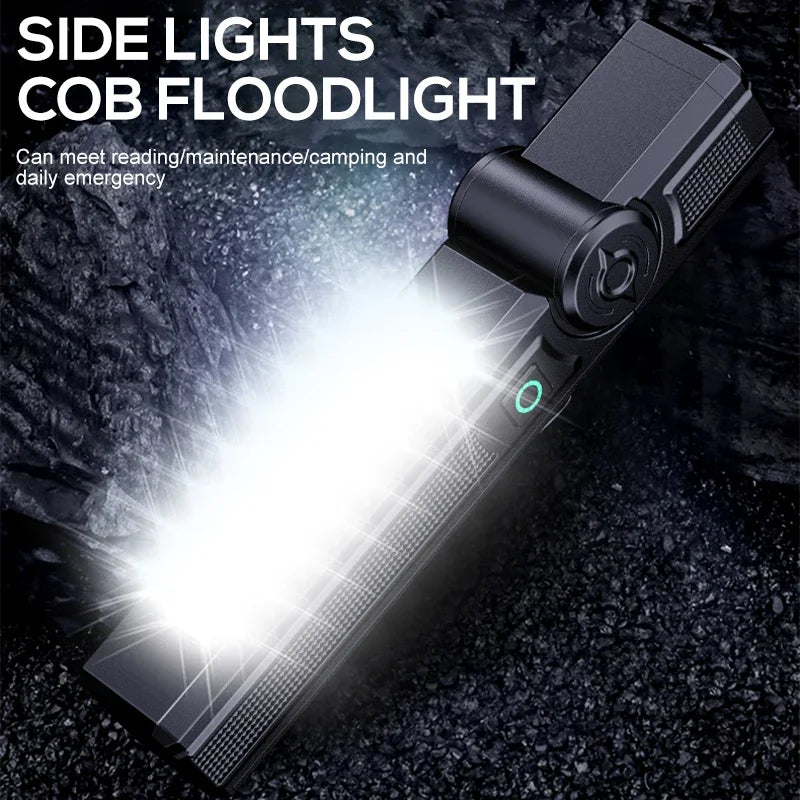 New Portable COB LED Flashlight USB Rechargeable Work Light Magnetic Lanterna Pen Clip Lamp with Built-in Battery Camping Torch Oasis Select