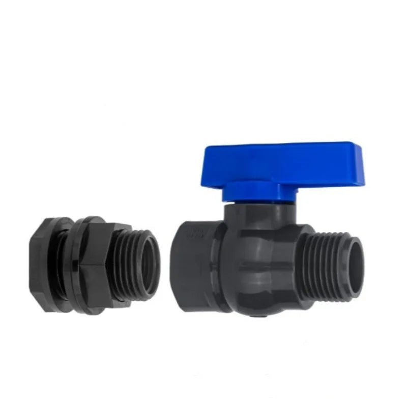 1Set 1/2" 3/4" 1" PVC Aquarium Fish Tank Connector Inlet Water Drain Pipe Joint Valve Irrigation Water Tank Bulkhead Fittings Oasis Select 3-4GHT set