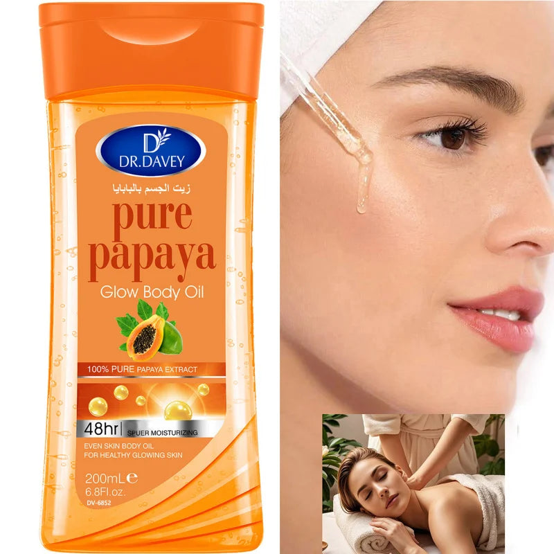 DR.DAVEY Papaya Glow Body Oil 2×200ml | Moisturizing Skin Oil