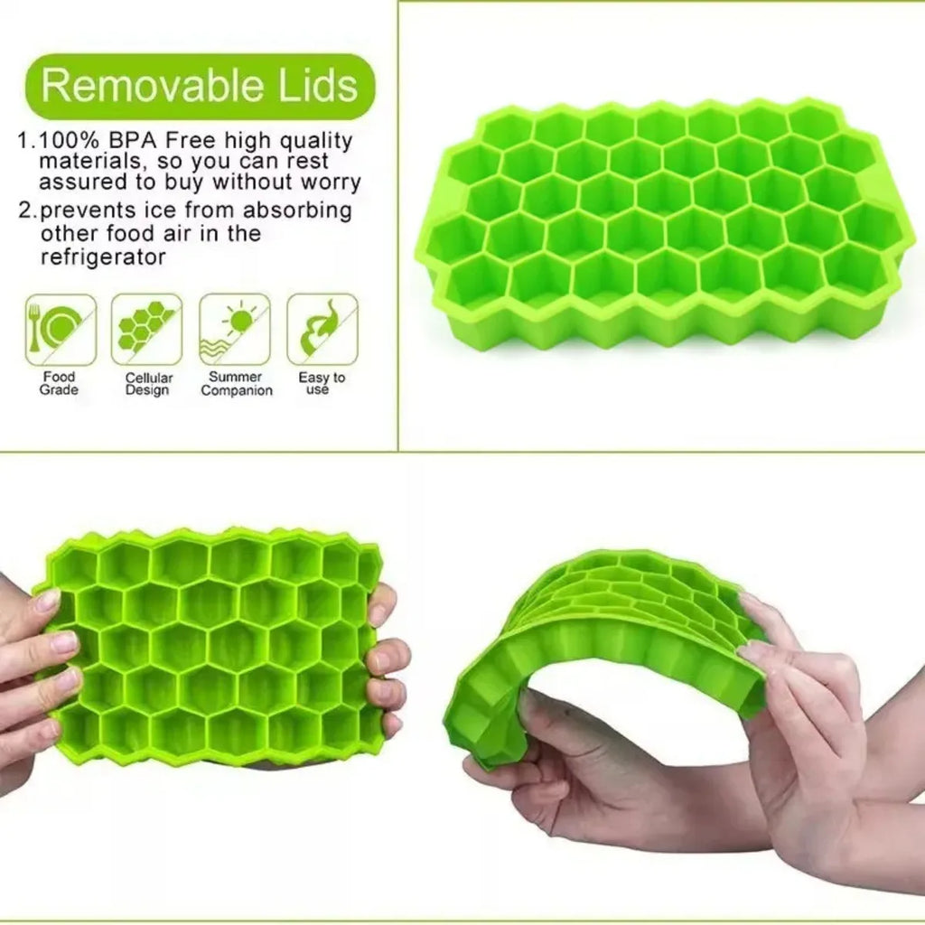 Honeycomb 37-Grid Ice Cube Tray, Silicone DIY Ice Mold (Lid Not Included) for Drinks, Cocktails & Kitchen Use Oasis Select