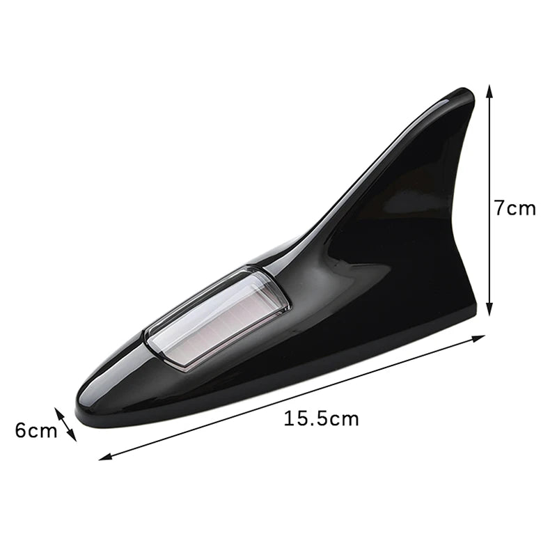 Universal Car Shark Fin Antenna Roof Tail Modification Light with Solar LED Light Car Antenna Driving Safety Warning Light Oasis Select