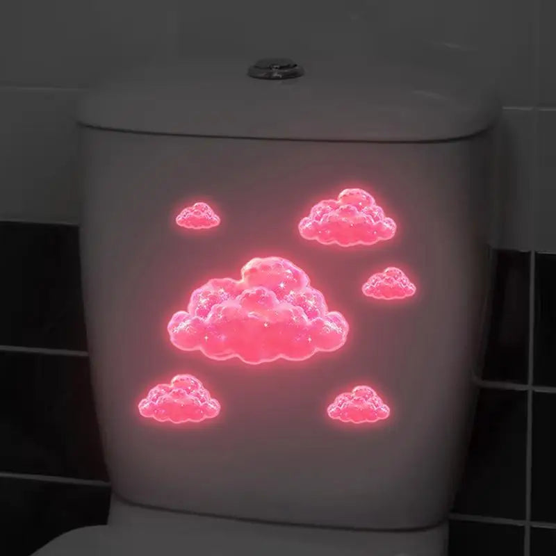 Glow-in-the-Dark Pink Clouds Toilet Sticker Self-Adhesive Removable Wall Decals Luminous Whimsical Home Decor Car Sticker Oasis Select Default Title