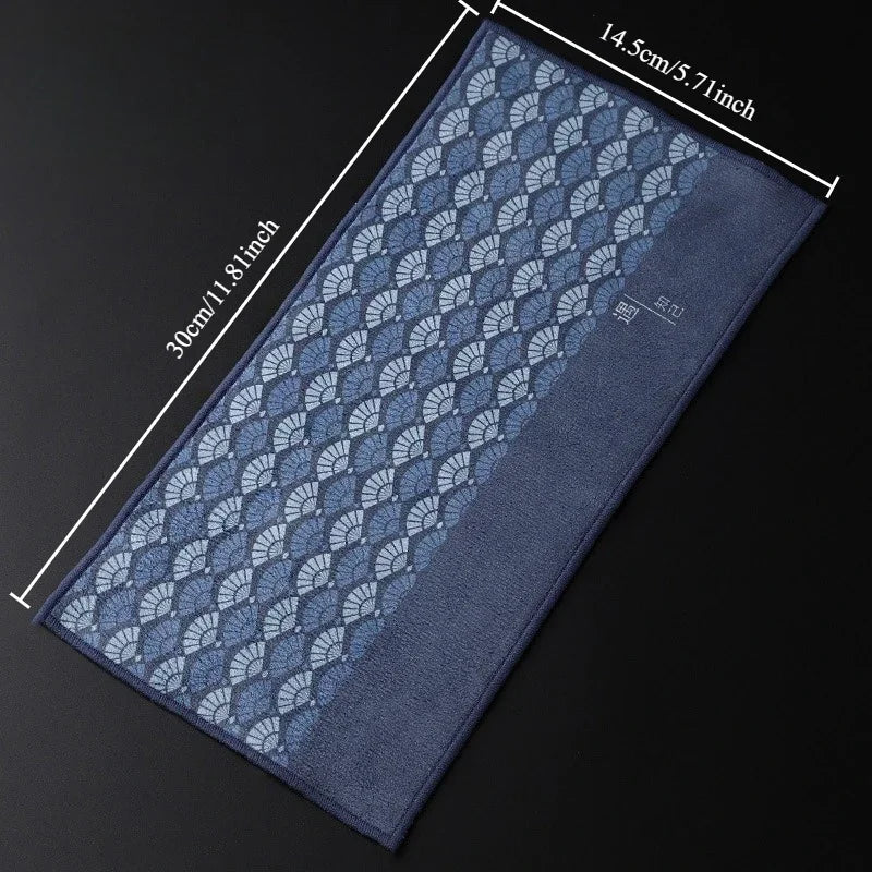 Cotton Tea Towel Strong Absorben Kung Fu Tea Set Accessories Thickened Table Cleaning Cloth Suede Tea Cloth Household Hand Towel Oasis Select Dark blue