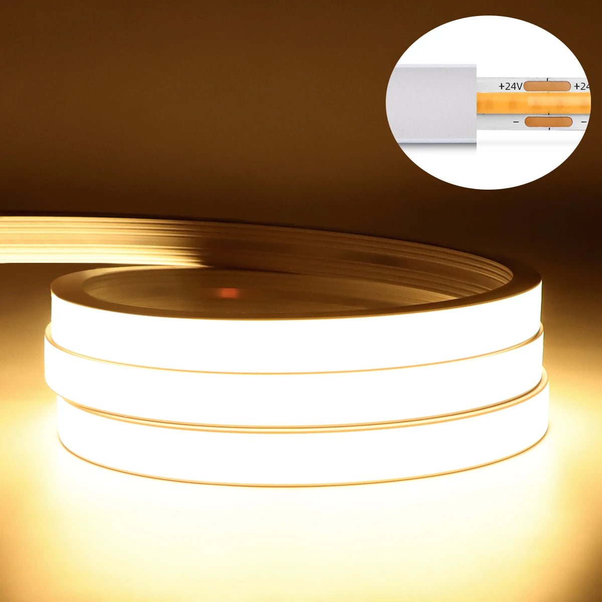 Tuya Zigbee Dimmable LED Strip Closet Light 24V Ra90 Waterproof 320LEDs/m Smart APP Voice Control Flexible Ribbon Neon Tape Oasis Select Warm White USA Power Plug 10m