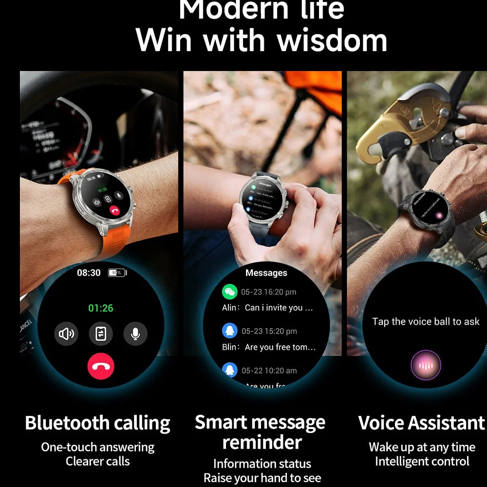 Waterproof Outdoors Smartwatch Flashlight Women Music Sports Blue Tooth Call 710mAh Heart Rate Health Monitor Smart Watches Men Oasis Select
