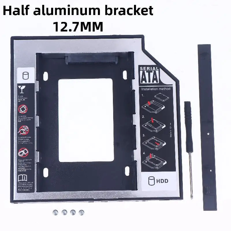 1 Set 2.5" SSD CD DVD To HDD Case Enclosure CD-ROM ODD Optibay Plastic Aluminum Universal 9.5/12.7mm SATA 3.0 2nd HDD Caddy Oasis Select Plastic Aluminum B
