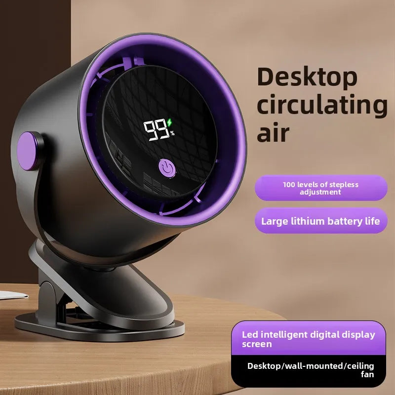 Digital Display Clip-On USB Desk Fan – Rechargeable Portable