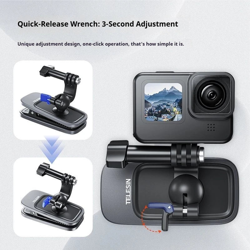360° Magnetic Backpack Clip Mount for DJI Osmo & GoPro