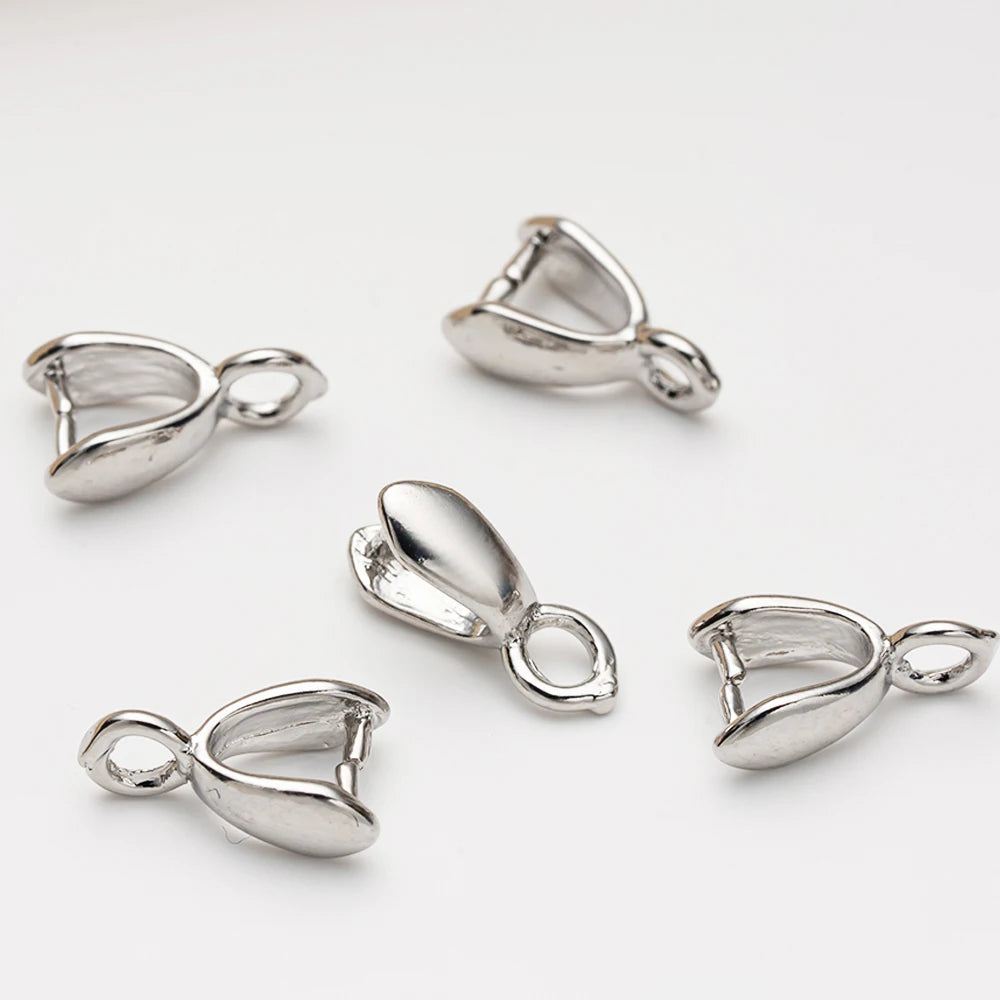 20pcs 18K Gold Plated Brass Snap Bail Hook Pinch Clips Pendant Dangle Charm Clasps for DIY Necklace Bracelet Jewelry Making Oasis Select White Gold 5.5mm