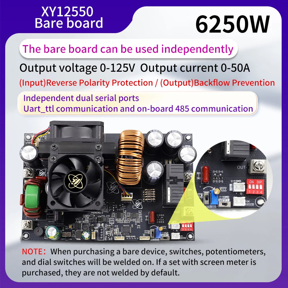 XY12550S Digital DC Adjustable Step-Down Power Supply Constant Voltage Constant Current Module 50A/6250W Input Voltage DC12-140V Oasis Select