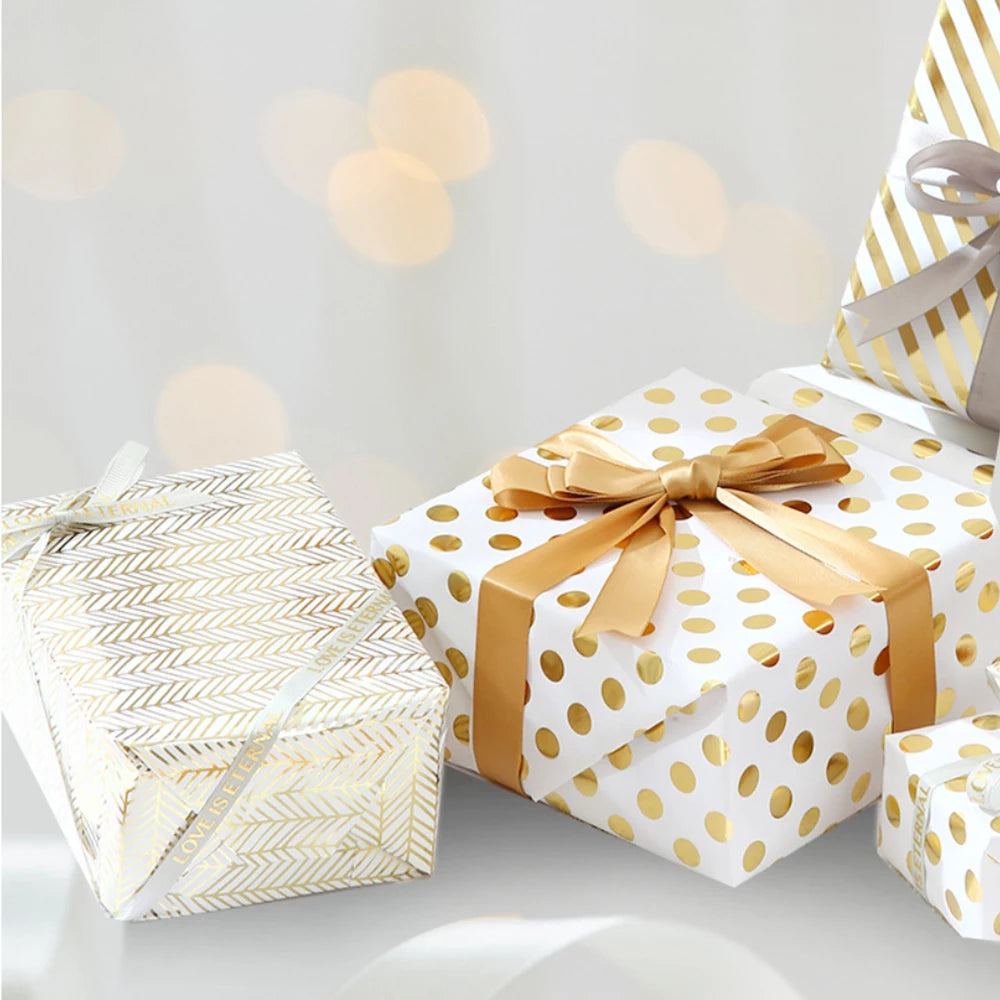43x300cm Bronzing Striped Golden Polka Dot Gift Wrapping Paper Christmas Valentine's Day Birthday Gift Wrapping Paper Crafting Oasis Select