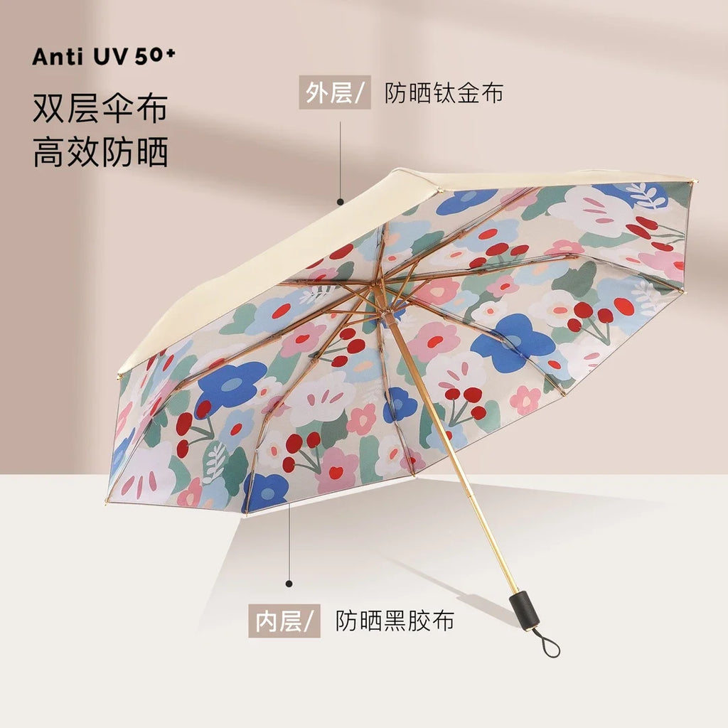 Dual Purpose UV Protection Umbrella Folding Sun Protection Umbrella Upf50+ Double Retro Sunshade Oasis Select G