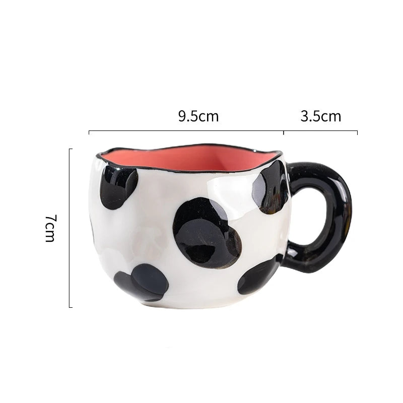 300ML Ceramic Mug Flower Heart Pattern Cute Hand Pinched Irregular Creative Style Coffee Cup Breakfast Milk Afternoon Tea Cups Oasis Select Cow 300ml